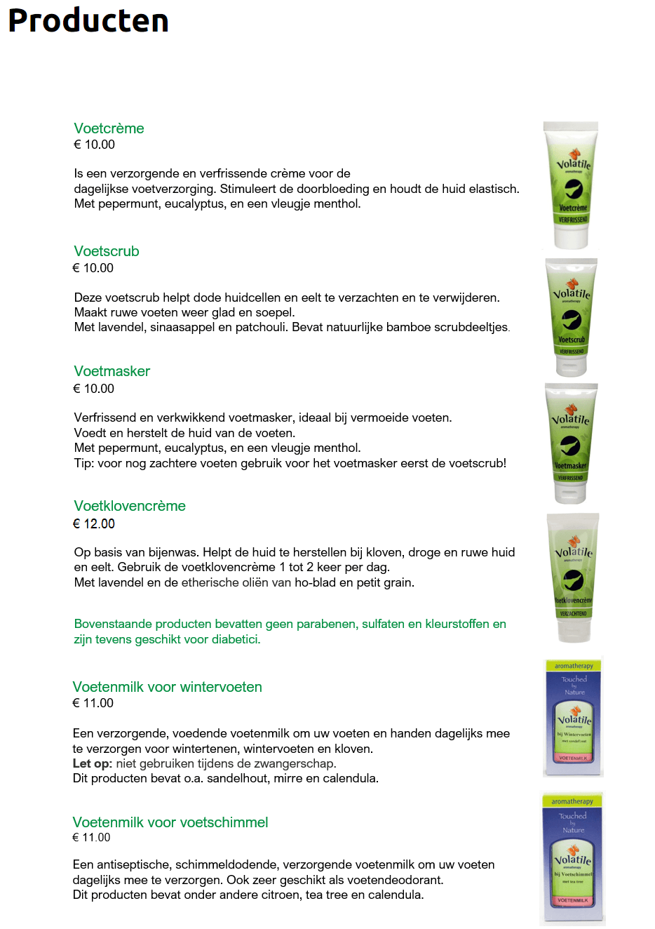 Producten Prijslijst Willemijn...